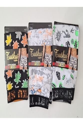 Tutku Desenli Likralı Pamuklu Boxer 5li Paket, 43100