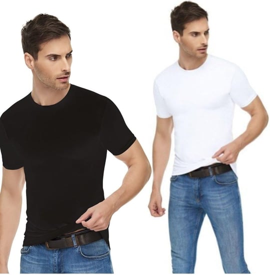 Tutku Elit 2li Paket Erkek Sıfır Yaka T-Shirt,%94 Pamuk%6 Elastan, Siyah-Beyaz, XL Beden