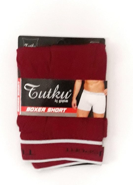 Tutku Erkek Bordo Spor Boxer, Likralı Elastan, 2XL Beden, 1 Adet