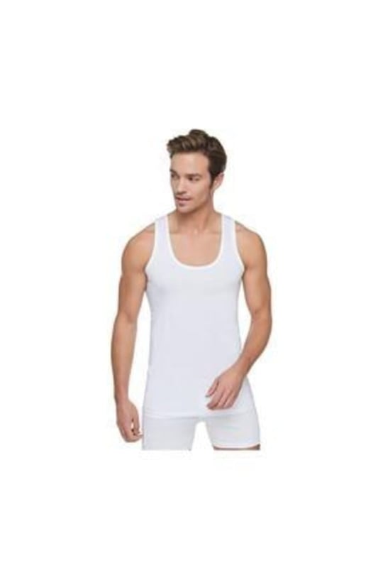 Tutku Erkek Penye Atlet, Askılı, Beyaz, 4XL Beden