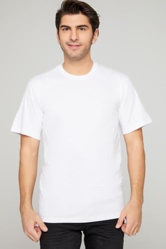 Tutku Erkek T-Shirt,%90 Pamuk%10 Likra, 0 Yaka, Beyaz, 2XL, 20li Paket