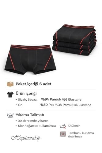 Tutku İç Giyim 6lı Paket Erkek Çocuk Pamuklu Elastan Boxer TEC0133