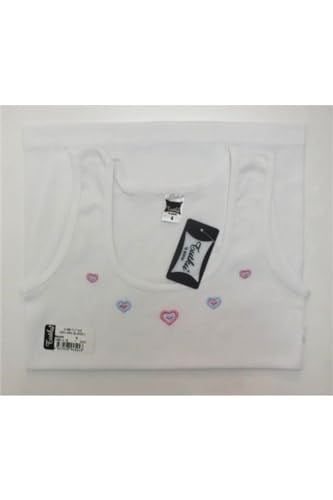 Tutku-Kız Çocuk Beyaz Geniş Askılı İşlemeli Ribana Atlet 0166 6lı Paket (Beyaz / 9-10 Yaş)