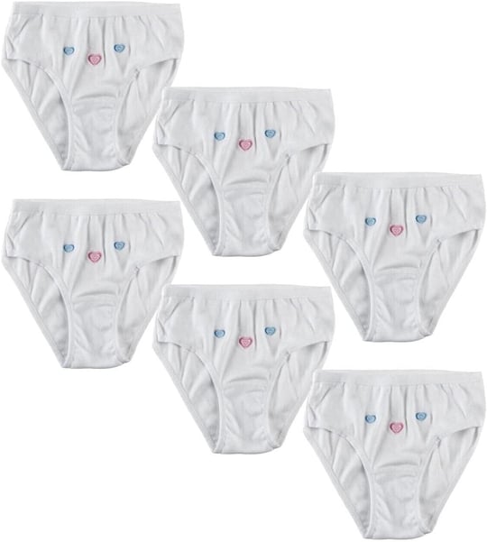 Tutku Kız Çocuk Beyaz Nakışlı Külot 6lı Paket