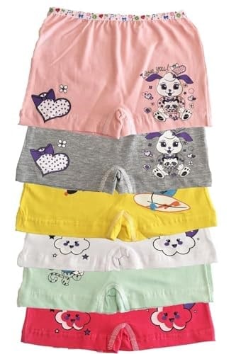 Tutku Kız Çocuk Renkli Likralı Pamuk Boxer 6lı Paket, 9-10 Yaş