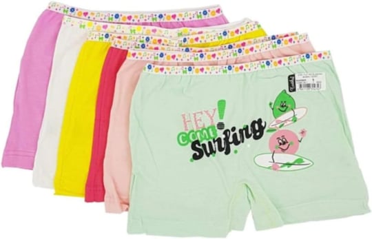 Tutku Kız Çocuk Renkli Likralı Pamuk Boxer 6lı Paket, 5-6 Yaş
