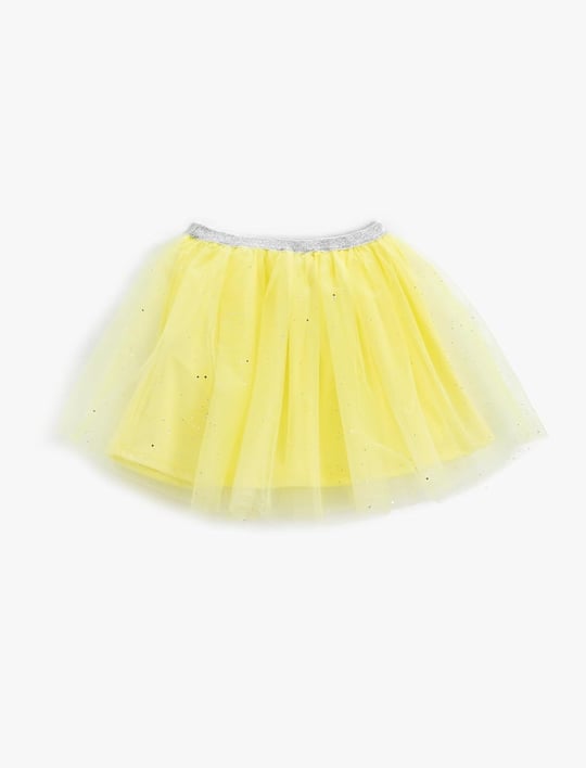 Tütü Mini Etek Parıltılı Astarlı Beli Parlak Lastikli