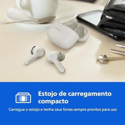 TWS Kablosuz Bluetooth Kulaklık, Mikrofonlu, Bar Tasarımlı, IPX4 ve 24 Saatlik Toplam Güç Kaynağı, Beyaz TAT1109WT/00