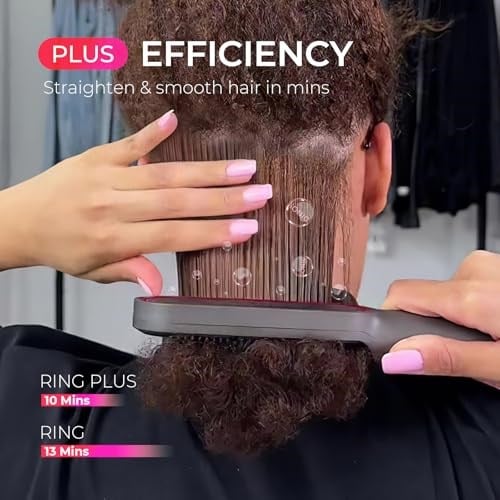 TYMO RING PLUS Saç Düzleştirici Fırça, Profesyonel Saç Düzleştirici, 9 Sıcaklık Ayarı, 120 ℃ - 210 ℃, LCD Ekran, 20S Hızlı Isıtıcı, Negatif İyon Düzleştirici Ütüler, Çift Voltaj