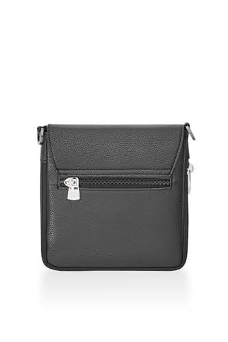 U.S. POLO ASSN. Plevr 9508 Us Siyah Suni Deri Unisex Postacı Çanta Siyah