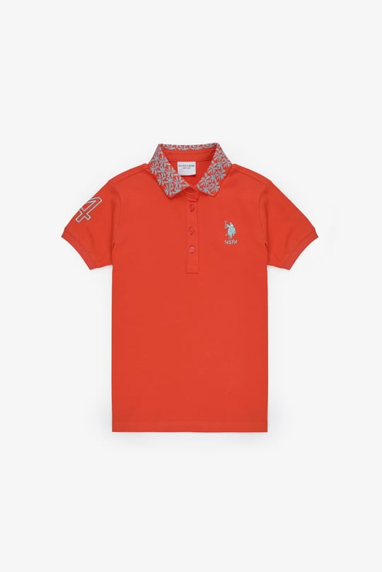 U.S. Polo Assn. Kız Çocuk Nar Çiçeği Tişört Basic 50320284-VR039 - Seçenekler: 3-4 Yıl, 5-6 Yıl, 8-9 Yıl, 7-8 Yıl