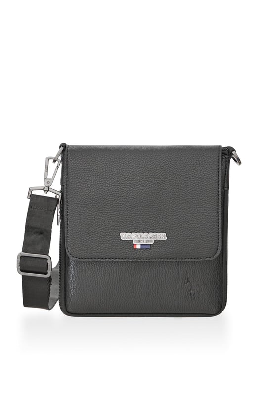 U.S. POLO ASSN. Plevr 9508 Us Siyah Suni Deri Unisex Postacı Çanta Siyah