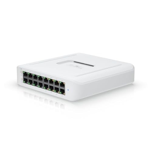Ubiquiti UniFi anahtarı (USW-Lite-16-PoE, 16 Gigabit Ethernet bağlantı noktası, 8 bağlantı noktası PoE+, duvara monte)
