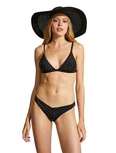 Üçgen Bikini Üstü Parlak Taş İşlemeli