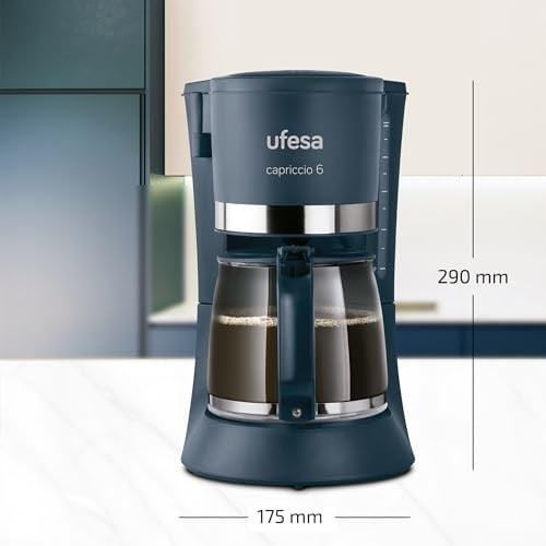 Ufesa Filtre Kahve Makinesi CG7114 Capriccio, 6 Fincan, 600 W, 0.6 L, Kalıcı Filtre, Damlama Durdurma, Otomatik Kapanma, Siyah