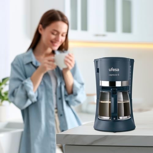 Ufesa Filtre Kahve Makinesi CG7114 Capriccio, 6 Fincan, 600 W, 0.6 L, Kalıcı Filtre, Damlama Durdurma, Otomatik Kapanma, Siyah