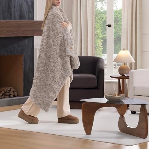 UGG 10484 Adalee Yumuşak Suni Kürk Ters Çevrilebilir Vurgu Büyük Boy Battaniye Kabarık Bulanık Lüks Rahat Otel Tarzı Lüks Yumuşak Boho Ev Dekoru Yatak ve Ot - Seçenekler: Full/Queen, King, Throw, Twin