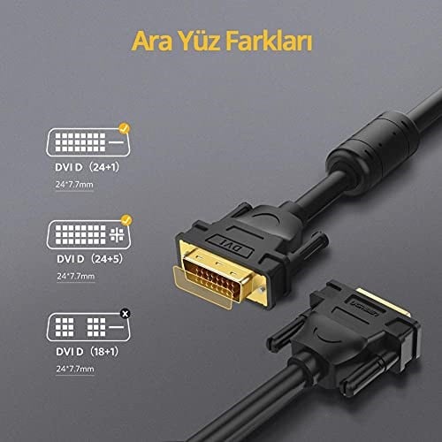 Ugreen 24+1 DVI Çift Taraflı Görüntü Aktarma Kablosu 8 Metre