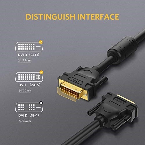 Ugreen 24+1 DVI to DVI Görüntü Aktarma Kablosu 3 Metre - Seçenekler: 3m/10ft, 5m/15ft, 1m, 2m