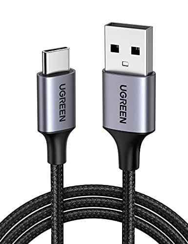 UGREEN 3.0 A USB-A & USB-C Örgülü Şarj ve Data Kablosu, 2 Metre, Siyah, 60128