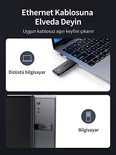 Ugreen AC1300 USB 3.0 1300Mbps 2.4/5Ghz Wi-Fi Kablosuz Alıcı Ağ Adaptörü