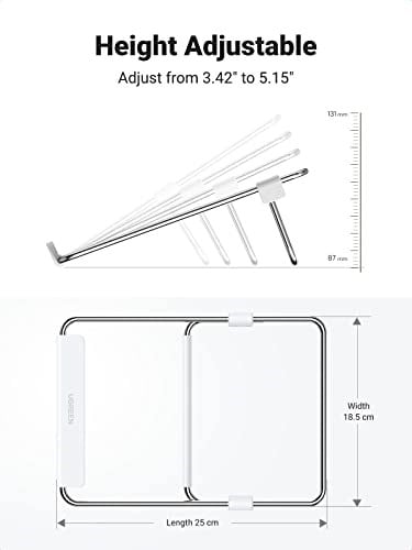UGREEN Dizüstü bilgisayar standı, paslanmaz çelik, dizüstü bilgisayar tutucu, masa, dizüstü bilgisayar standı, ayarlanabilir, dizüstü bilgisayar standı, MacBook Air, MacBook Pro, X1 Carbon gibi 12 ila