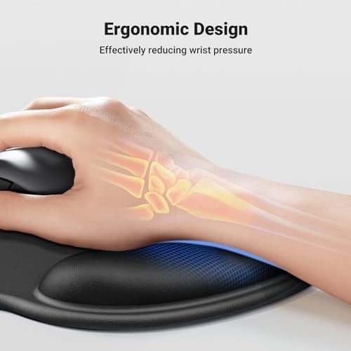 UGREEN Hafızalı Köpük Bilek Dayanağı ile Ergonomik Mouse Pad | Hafızalı köpük, bilek desteği, pürüzsüz yüzey, oyun ve ofis için kaymaz PU taban