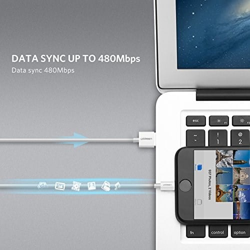 Ugreen, MFi Lisanslı USB-A & Lightning Şarj ve Data Kablosu, 2 Metre, Beyaz - Seçenekler: 1 metro, 2 Metre