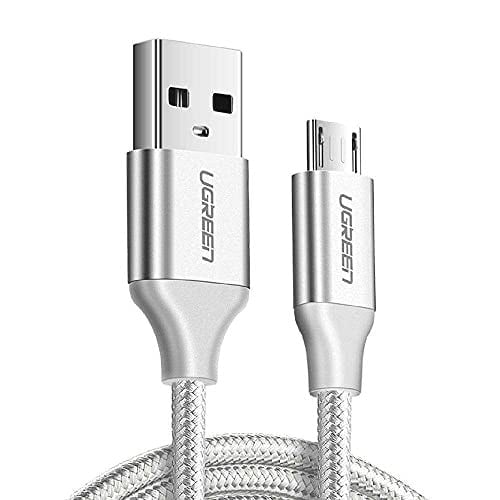 Ugreen Örgülü Micro-USB & USB-A Data ve Şarj Kablosu, 1 Metre, Beyaz