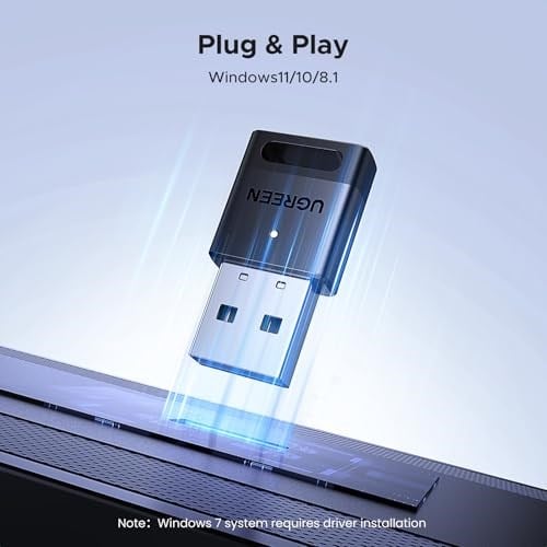 UGREEN PC için Bluetooth 5.4 Adaptörü, Fare, Klavye, Kulaklık, Cep Telefonu için USB Dongle, Windows 11/10/8.1 için Denetleyici Çubuğu