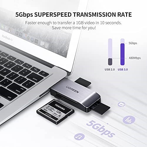 UGREEN SD, CF, micro SD ve MS USB kart okuyucu için USB 3.0 kart okuyucu, CF, SD, SDHC, SDXC, micro SD, micro SDHC, micro SDXC, MS vb. için daha fazla kart okuyucusunun eşzamanlı okunması