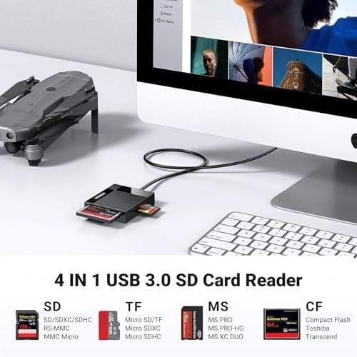 Ugreen USB 3.0 4ü 1 Arada Kart Okuyucu, Siyah