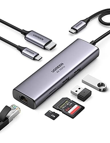UGREEN USB C Hub 4K 60Hz HDMI HDR 1Gbps Ethernet 100W PD, SD/microSD, MacBook Air/Pro, iPad için 2 USB 3.0 Uyumlu