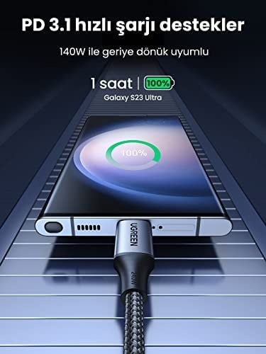 Ugreen USB C to Type-C PD 3.1 240W 5A Hızlı Şarj ve Data Kablosu 2 Metre