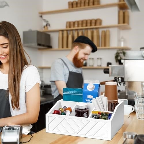 Ukonvi Kahve Barı Aksesuarları ve Organizatörü, Kahve Barı Dekoru için Ahşap Kahve İstasyonu Düzenleyici, Kahve Pod Şurubu Tutacağı, Kahve Barı Çeşni Düzenleyici, Tezgah Üstü Kahve Düzenleyici İstasyo