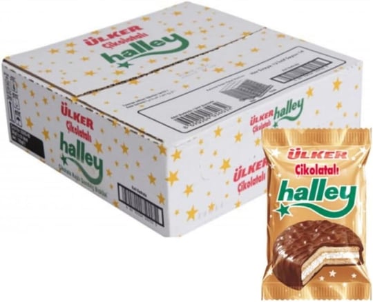 Ülker Halley Tekli Lokmalık Granül Serpmeli Bisküvi / 24 Adet / 30Gr