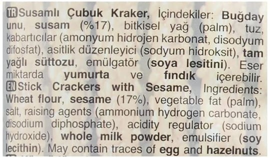 ÜLKER Susamlı Çubuk Kraker, 70 Gr