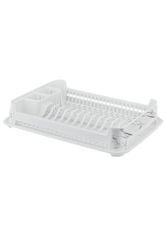 Ultra Lüks Kaliteli Smart Mermer Desenli Tabaklık Beyaz Renk Şık Bulaşıklık Stand 37X92X48Cm, brc153702092025