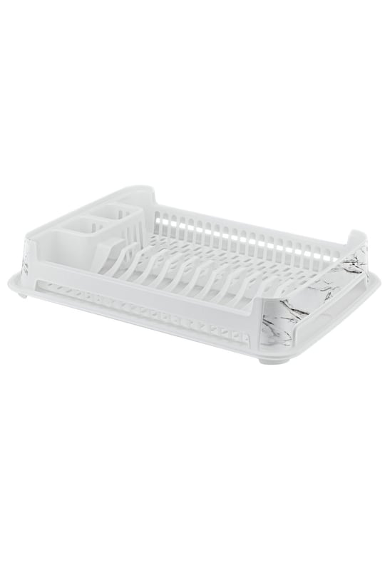 Ultra Lüks Kaliteli Smart Mermer Desenli Tabaklık Beyaz Renk Şık Bulaşıklık Stand 37X92X48Cm, brc153702092025
