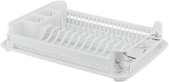 Ultra Lüks Kaliteli Smart Mermer Desenli Tabaklık Beyaz Renk Şık Bulaşıklık Stand 37X92X48Cm, brc153702092025