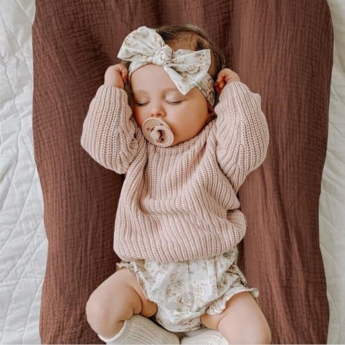 Ultra Yumuşak Organik Muslin Bebek Şezlong Kılıfı, Çıkarılabilir Şezlong Kılıfı Yeni Doğan Erkek ve Kız Bebeklere Uygun (Kahverengi ve Kahve)