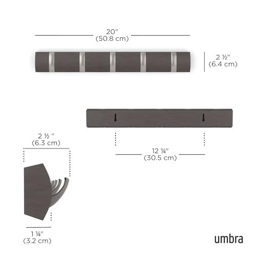 Umbra Flip 5 Puan Askısı, Modern, Sade ve Yerden Tasarruf Sağlayan Kayıtlar Sunar, Ceketler, Manto, Şallar, El Çantaları ve Daha Fazlası İçin 5 - Seçenekler: 5 Haken, 8 Haken, 8 Hook, Raf, Tek kişilik