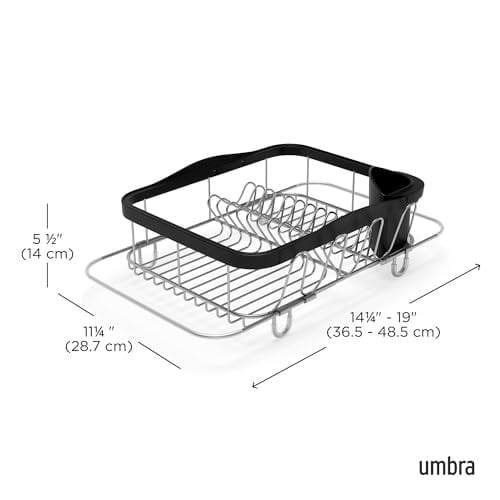 Umbra Multi-Use Dish Rack Black Sinkin Çok Fonksiyonlu Tabak Standı Siyah/Nikel, Metal, Büyük