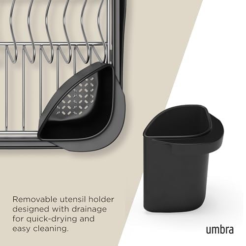 Umbra Multi-Use Dish Rack Black Sinkin Çok Fonksiyonlu Tabak Standı Siyah/Nikel, Metal, Büyük