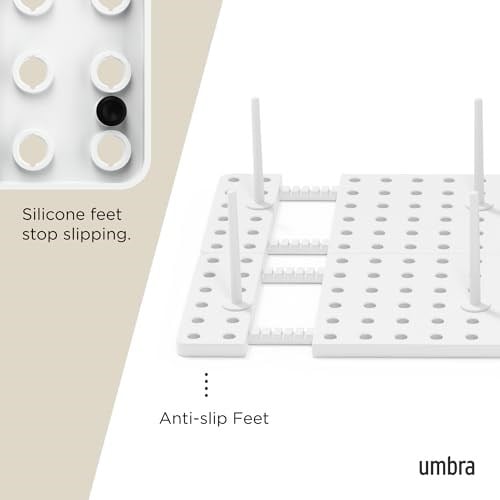 Umbra Peggy Mutfak Dolapları ve Çekmeceler İçin Kullanım, Tencere, Kapak, Kap ve Daha Fazlasını Saklamak İçin Çekmece Bölmesi, 2li Set, Beyaz, Tek Boy