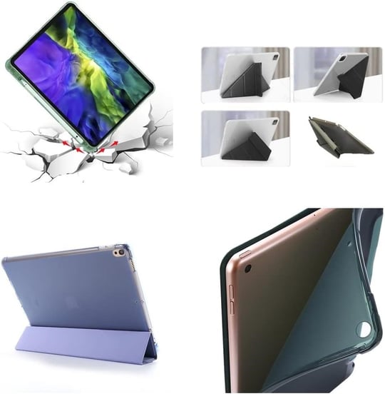 UnDePlus iPad 9. Nesil 10.2 ile uyumlu Kılıf Kalem Bölmeli Trifolding Case A2602 A2603 A2604 A2605 Mavi