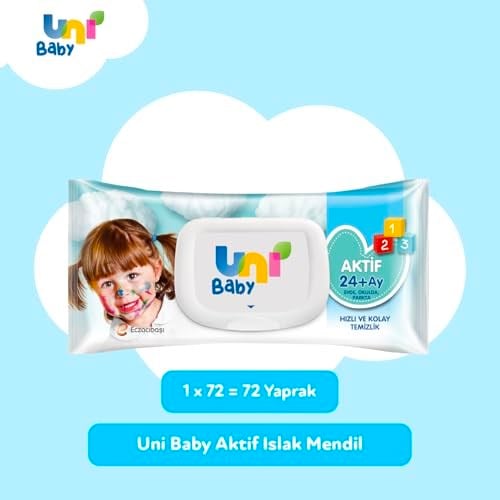 Uni Baby Aktif Islak Mendil 72 Yaprak - Seçenekler: 1 Adet, 1 Adet 3lü paket, 72 2li paket, 72 5li paket