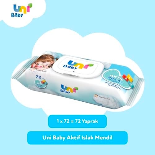 Uni Baby Aktif Islak Mendil 72 Yaprak - Seçenekler: 1 Adet, 1 Adet 3lü paket, 72 2li paket, 72 5li paket