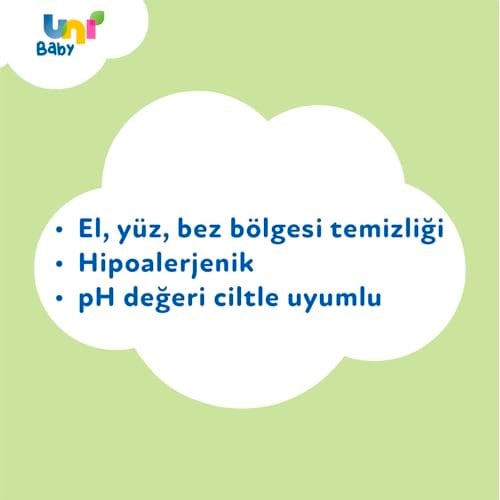 Uni Baby Hassas Dokunuş 156 Yaprak Parfümsüz Islak Mendil, Beyaz, 6-12 Ay (3 x 52 Adet)