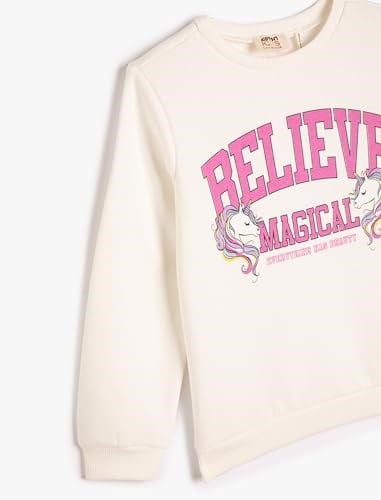 Unicorn Sweatshirt Uzun Kollu Bisiklet Yaka Baskılı
